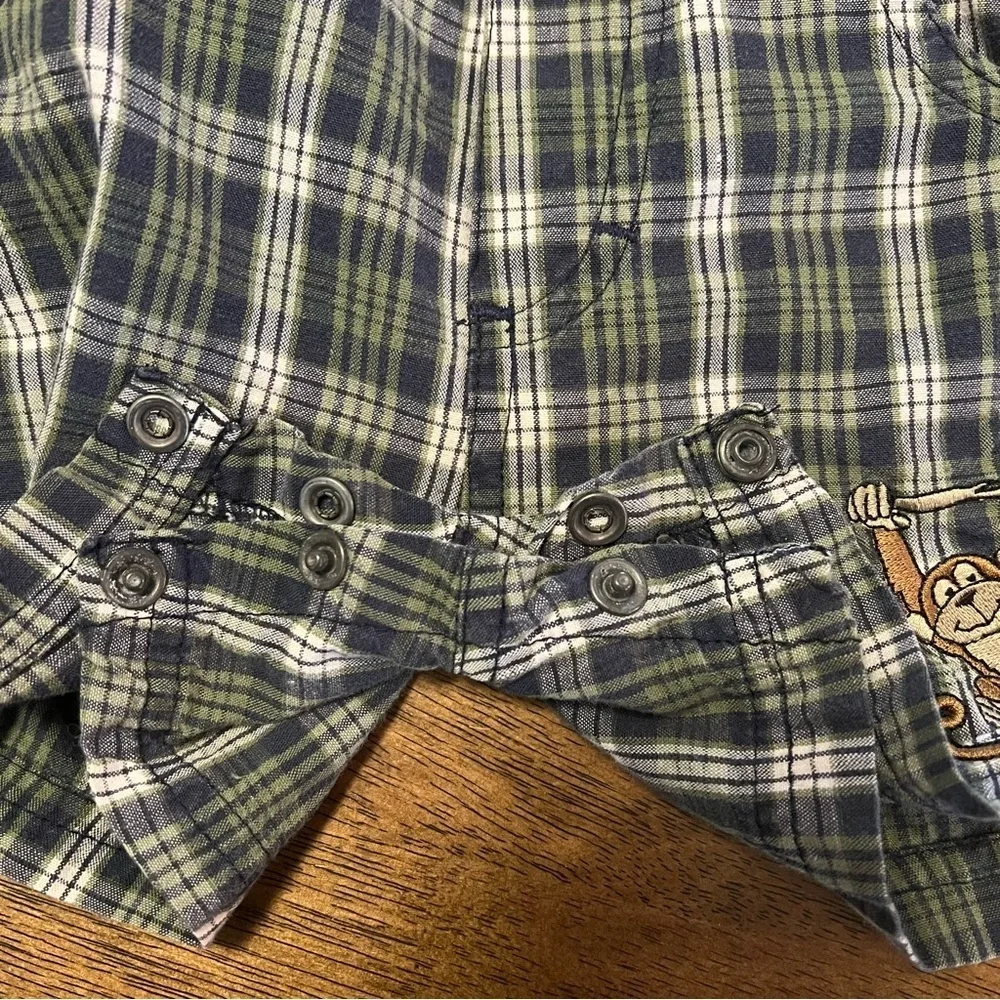 Vintage KHQ Sportswear Baby Overalls 9-12 Months Plaid Monkey Bear 90s Y2K